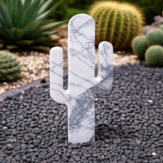 Cactus en marbre blanc Delhi 120cm