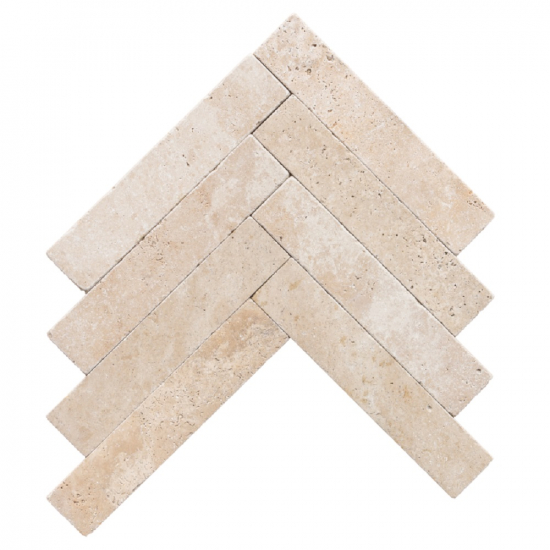 Carrelage chevron travertin Imperia vieilli