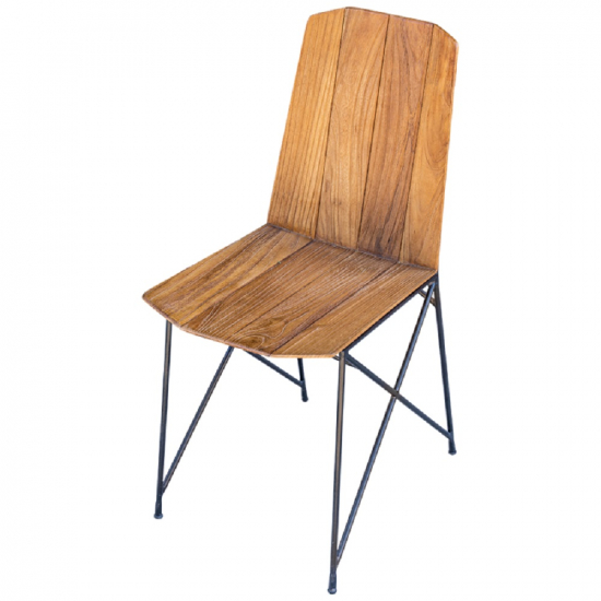 Chaise en teck naturel et métal