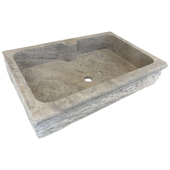 Evier Campagne en travertin Gris Silver