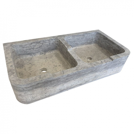 Evier Clovis en travertin Gris Silver