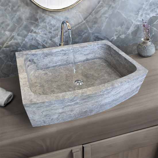 Evier Maxilly en travertin Gris Silver