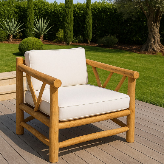 Fauteuil de jardin en teck naturel 1 place