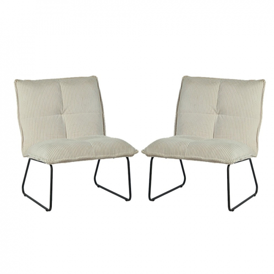 Fauteuil en velours côtelé Calvi Blanc - Lot de 2