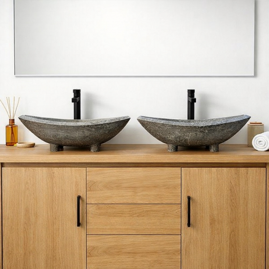 Lot de 2 Vasques grey en marbre rectangulaire