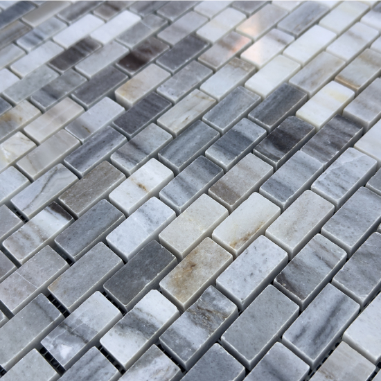 Mosaïque en marbre blanc et gris