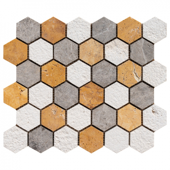 Mosaïque Marbre Hexagone Mix Brown