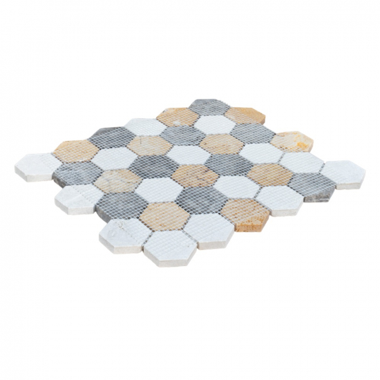Mosaïque Marbre Hexagone Mix Brown
