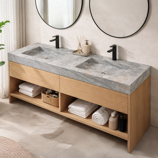 Plan vasque Mona travertin Gris