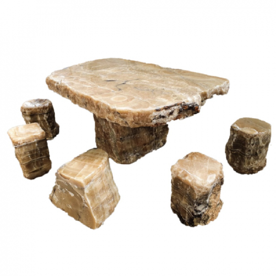 Table + 8 tabourets en Onyx Beige