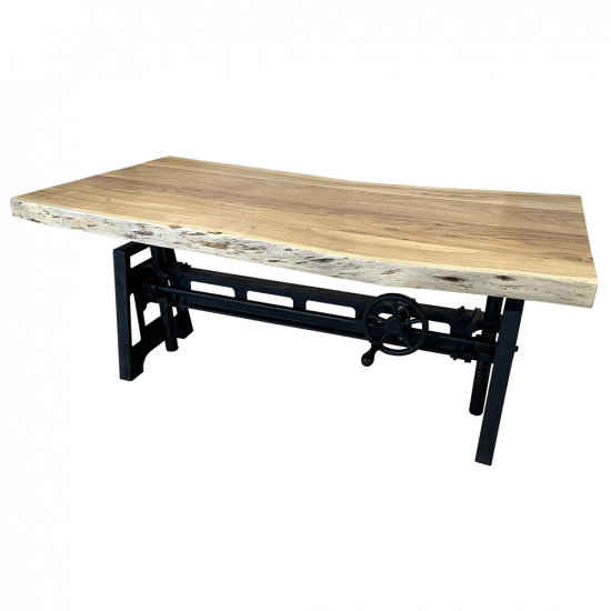 Table basse élévatrice en Acacia avec pied de table industriel