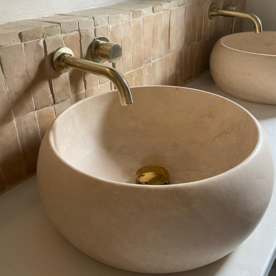 Vasque Carla en travertin beige imperia