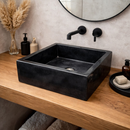 Vasque carrée en marbre Noir