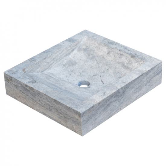 Vasque Cloé en travertin Gris Silver