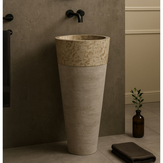 Vasque colonne Héloïse en marbre Beige