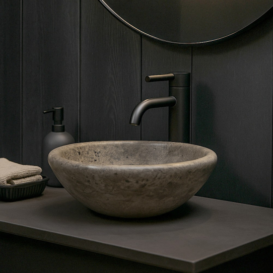 Vasque Eva en travertin Silver