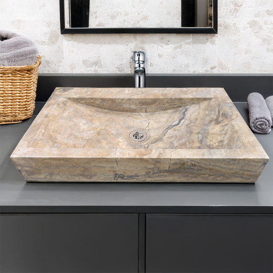 Vasque Mona en travertin Scabas