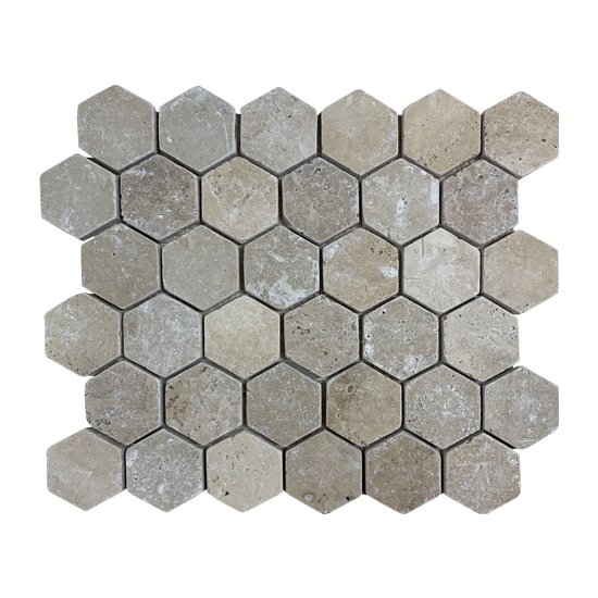 Mosaïque Carreau Céramique Hexagon travertin beige mat Carreaux Miroir cuisine 11g-1202