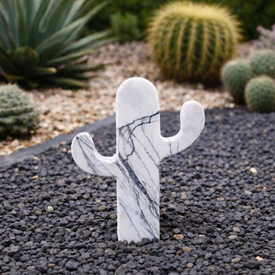 Cactus en marbre blanc Delhi 90cm