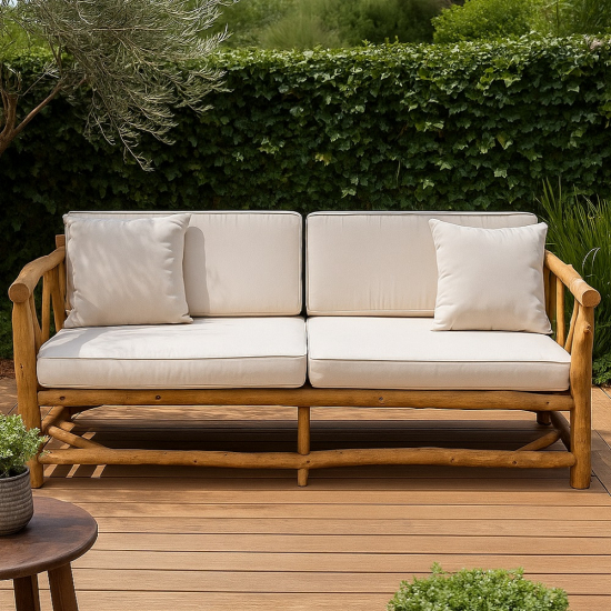 Canapé de jardin en teck naturel 3 places