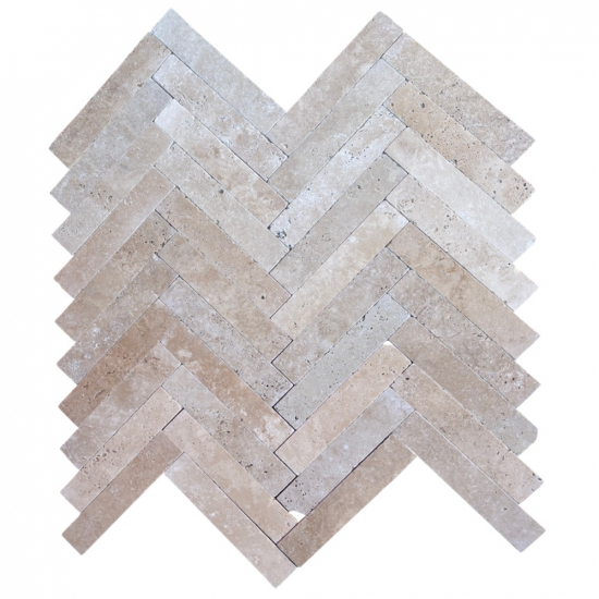 Carrelage chevron travertin Imperia vieilli