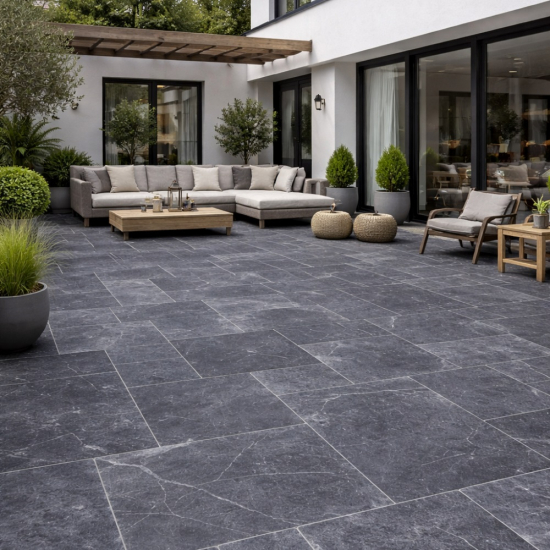 Carrelage en marbre Black Vieilli Opus Château