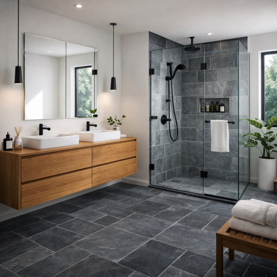 Carrelage en marbre Black Vieilli Opus Romain