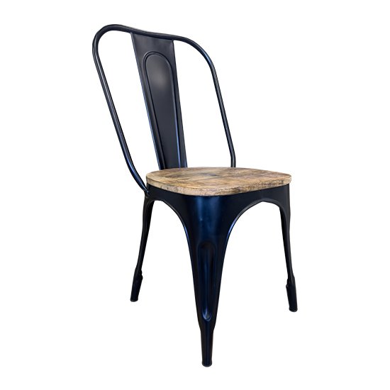 Chaise bistrot industrielle Métal Bois Noir