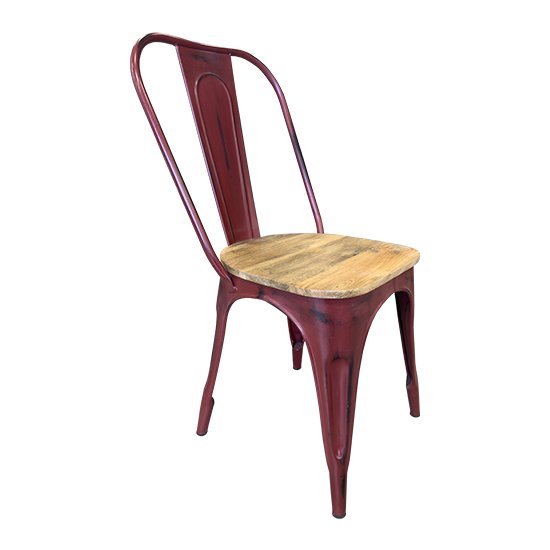 Chaise bistrot industrielle Métal Bois Rouge