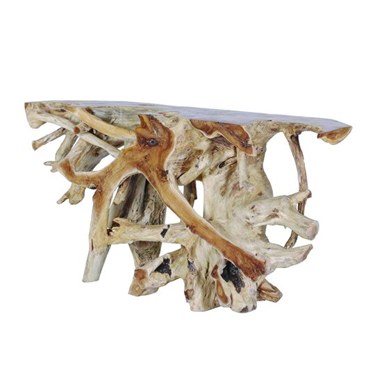 Console racine de teck massif