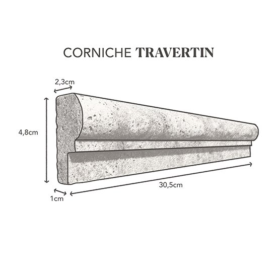 Corniche en Travertin 4.8x2.3x30.5 cm