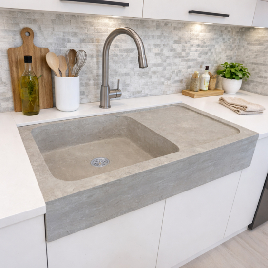 Evier Léo en travertin Beige Impéria