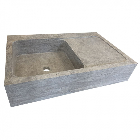Evier Léo en travertin Gris Silver
