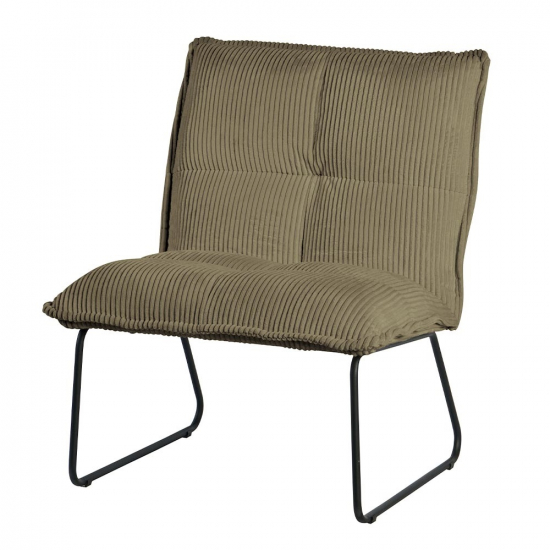 Fauteuil en velours côtelé Calvi Vert Kaki - Lot de 2
