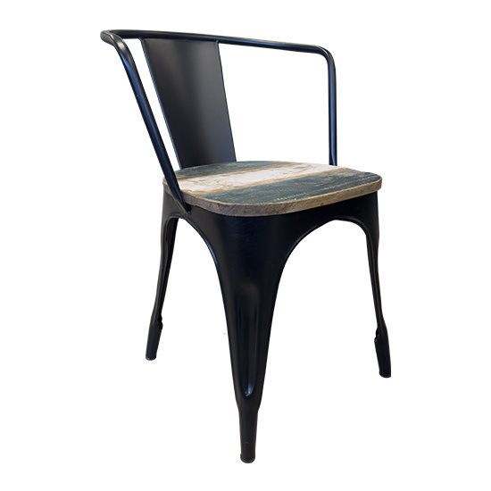 Fauteuil industriel Métal Bois Noir