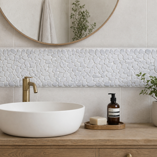 Galet scié en marbre blanc 