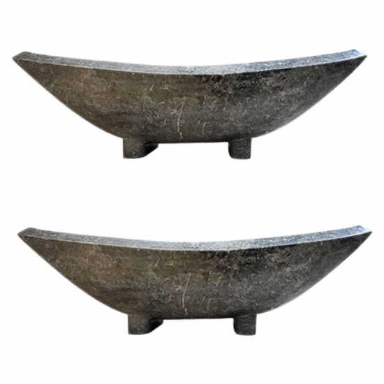 Lot de 2 Vasques grey en marbre rectangulaire