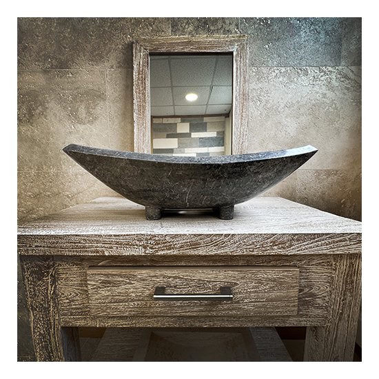 Lot de 2 Vasques grey en marbre rectangulaire