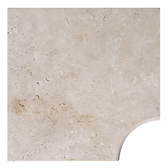 Margelle d'angle en travertin Impéria rentrant bord rond 3 cm