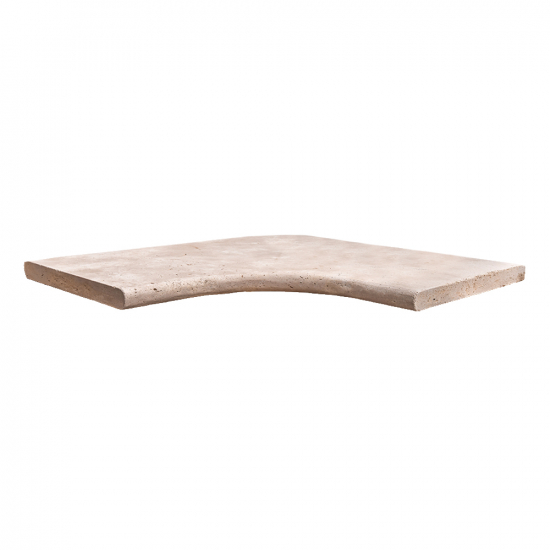Margelle d'angle en travertin Impéria rentrant bord rond 3 cm