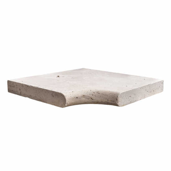 Margelle d'angle en travertin Impéria rentrant bord rond 5 cm