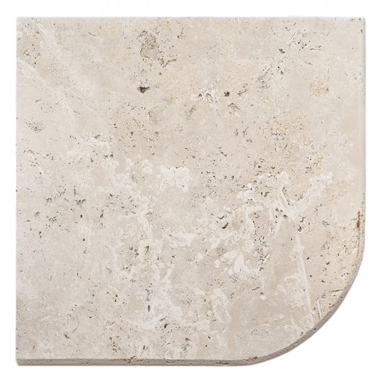 Margelle d'angle en travertin Impéria sortant bord rond 3 cm