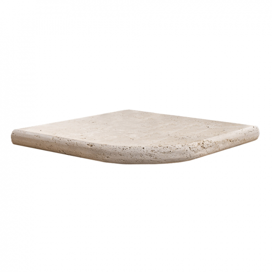 Margelle d'angle en travertin Impéria sortant bord rond 3 cm