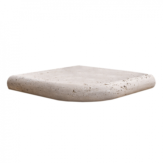 Margelle d'angle en travertin Impéria sortant bord rond 5 cm