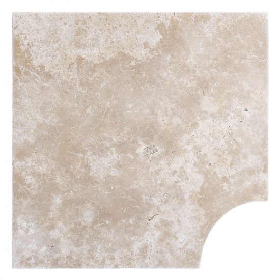Margelle d'angle en travertin Mix rentrant bord droit 3 cm
