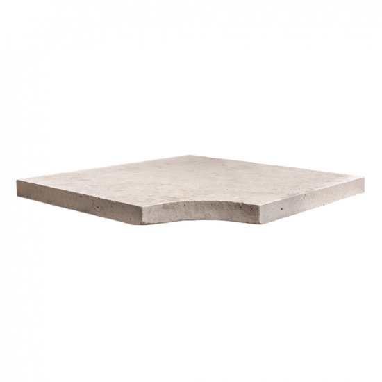 Margelle d'angle en travertin Mix rentrant bord droit 3 cm
