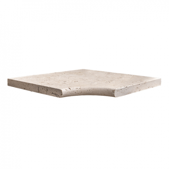 Margelle d'angle en travertin Mix rentrant bord rond 3 cm