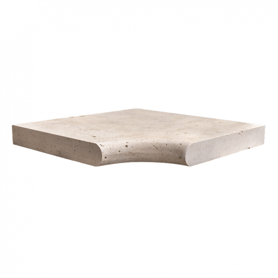 Margelle d'angle en travertin Mix rentrant bord rond 5 cm