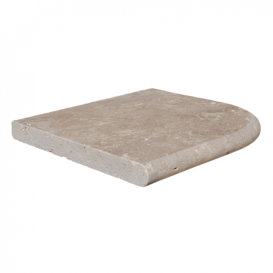 Margelle d'angle en travertin Mix sortant bord rond 3 cm