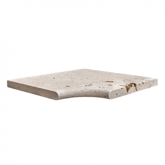 Margelle d'angle en travertin Nova rentrant bord rond 3 cm